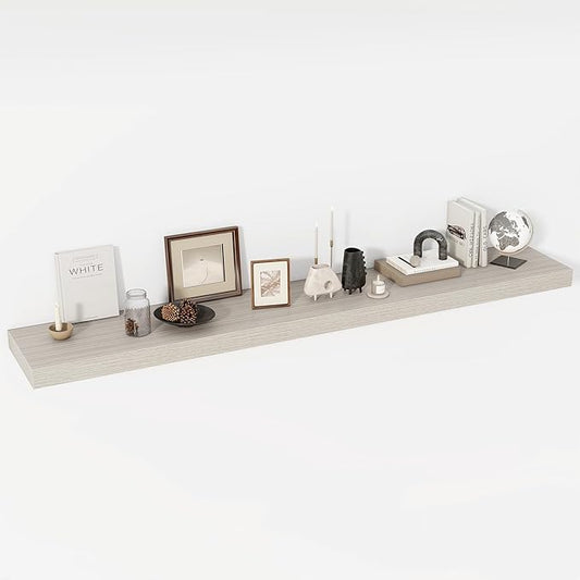 72 Inch Floating Shelves, 12" Deep Floating Shelf Wall Mounted, 72" Wall Shelves, Rustic Deep Bookshelf, Extra Deeper & Thicker Display Shelves for Bedroom, Living Room, Gray, Set of 1