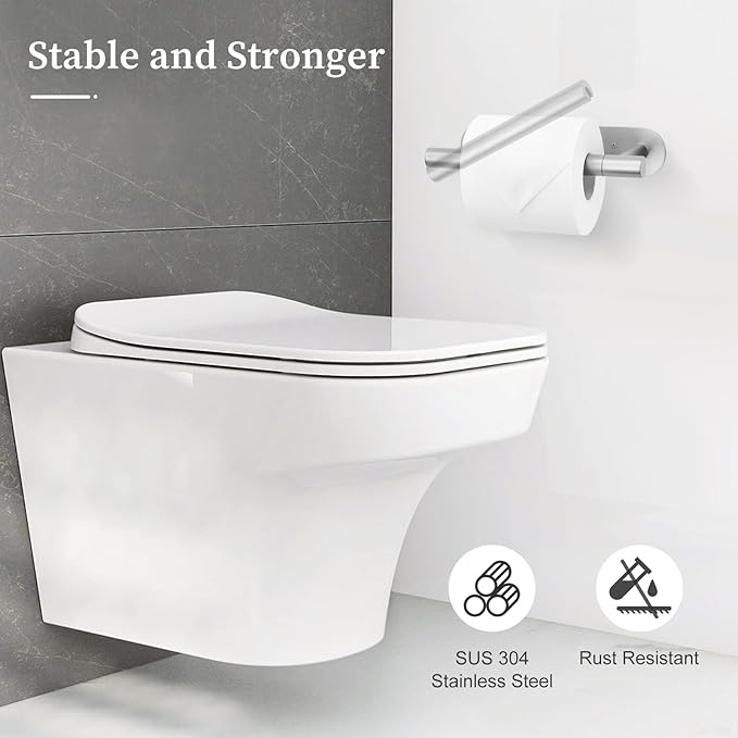 2 Pieces Brushed Nickel Toilet Paper Holder, Upgraded Commercial Toilet Paper Dispenser Toilet Roll Holder, Modern Double Base Paper Towel Holder Wall Mount for Bathroom, Kitchen