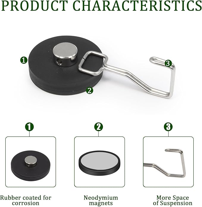 20LBS Rubber Coated Neodymium Magnetic Hooks with