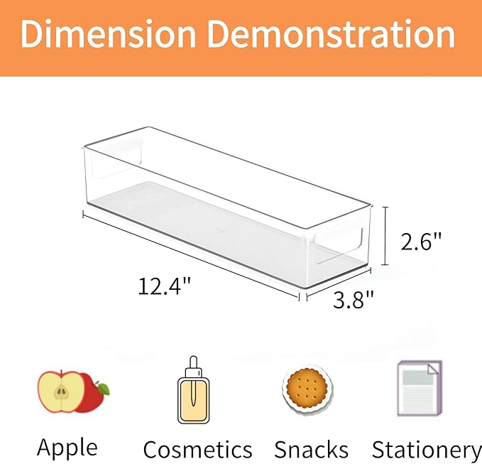 vacane Clear Refrigerator Organizer Bins Plastic Food Storage Fridge Organizer Pantry Organization Container for Pantry,Bathroom,Kitchen