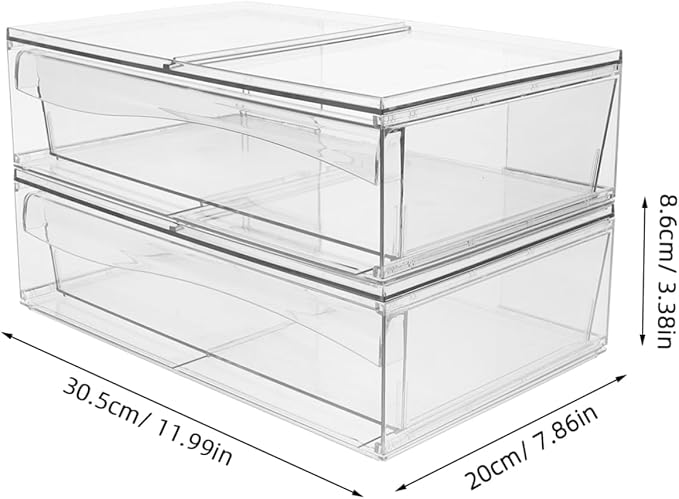 Vaguelly 2pcs Acrylic Makeup Organizer with Drawer Detachable Desktop Storage Box for Cosmetics Elegant Design for Home to Clean for Bathroom and Vanity Use