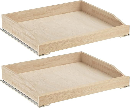 ROOMTEC Pull Out Cabinet Drawer for Kitchen Cabinets 25.5" W x 21" D, Pull Out Cabinet Organizer, Bottom Assembly, Requires At Least 26.5” Cabinet Opening, 2PCS