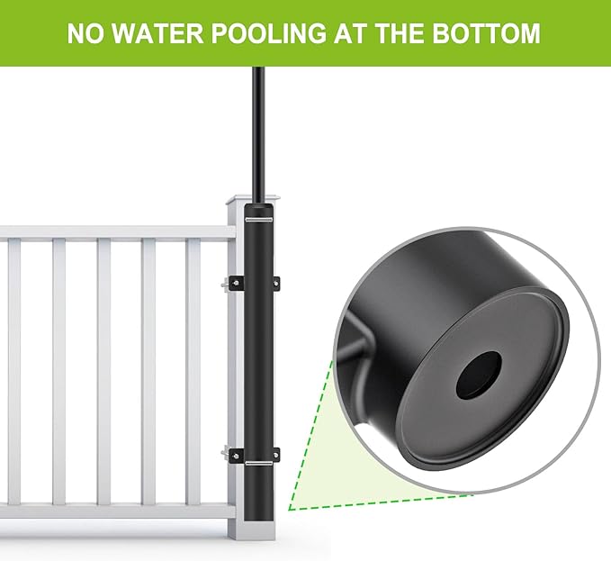 Dolibest Heavy Duty Patio Umbrella Holder, Steel Deck Clamp Holder up to 2'' Poles, Deck Mount Umbrella Holder, Space Saving Design, Attaches to Railing Max Width 4 inch, Easy Installation