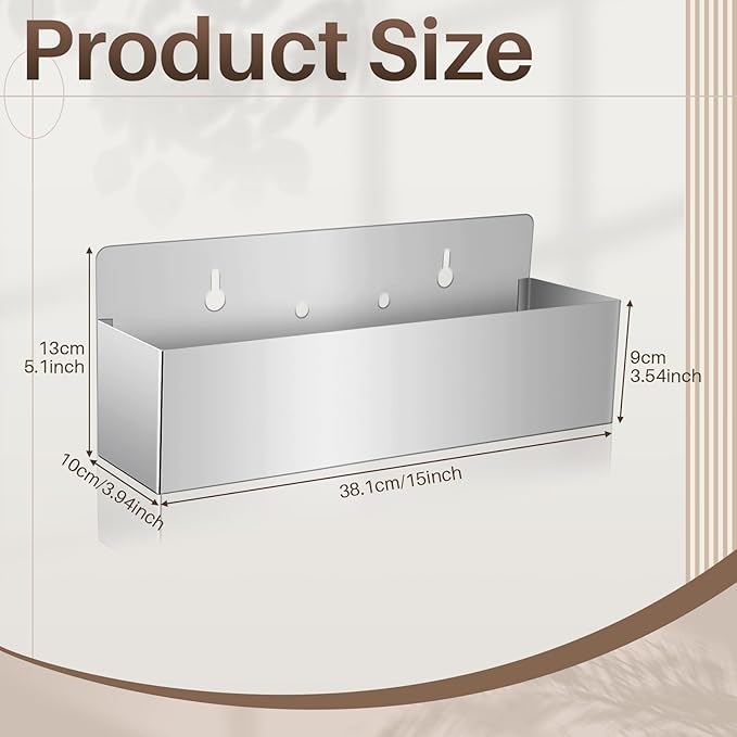 2 Pieces 15 Inch Single Speed Rail Stainless Steel Liquor Bottle Holder Wall Mounted Spray Bottle Rack Drink Rail Shelf for Bars, Silver