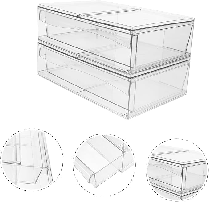 2pcs Acrylic Makeup Storage Organizer Stackable Space-saving Desktop Storage for Cosmetics and Accessories for Neat and Orderly Vanity Bathroom Use