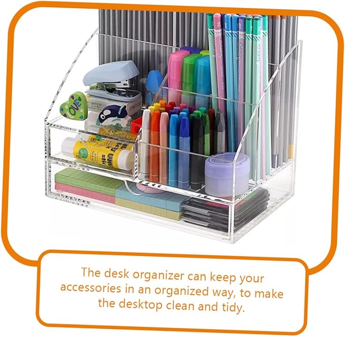 ABOOFAN Acrylic Storage Box Desk Organizer Makeup Organizer Stationery Storage Desktop Supplies Pen Holder