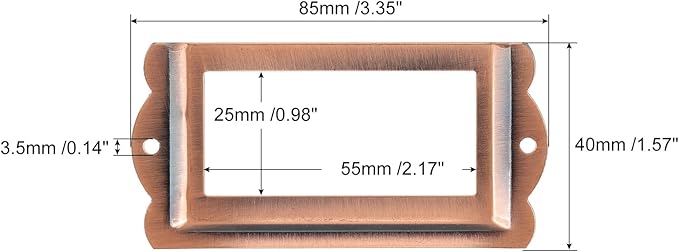 uxcell Metal Label Holders, 85x40mm 10pcs File Name Card Tag Label Holder Frame for Office Library Drawer Cabinet Shelves, Bright Copper