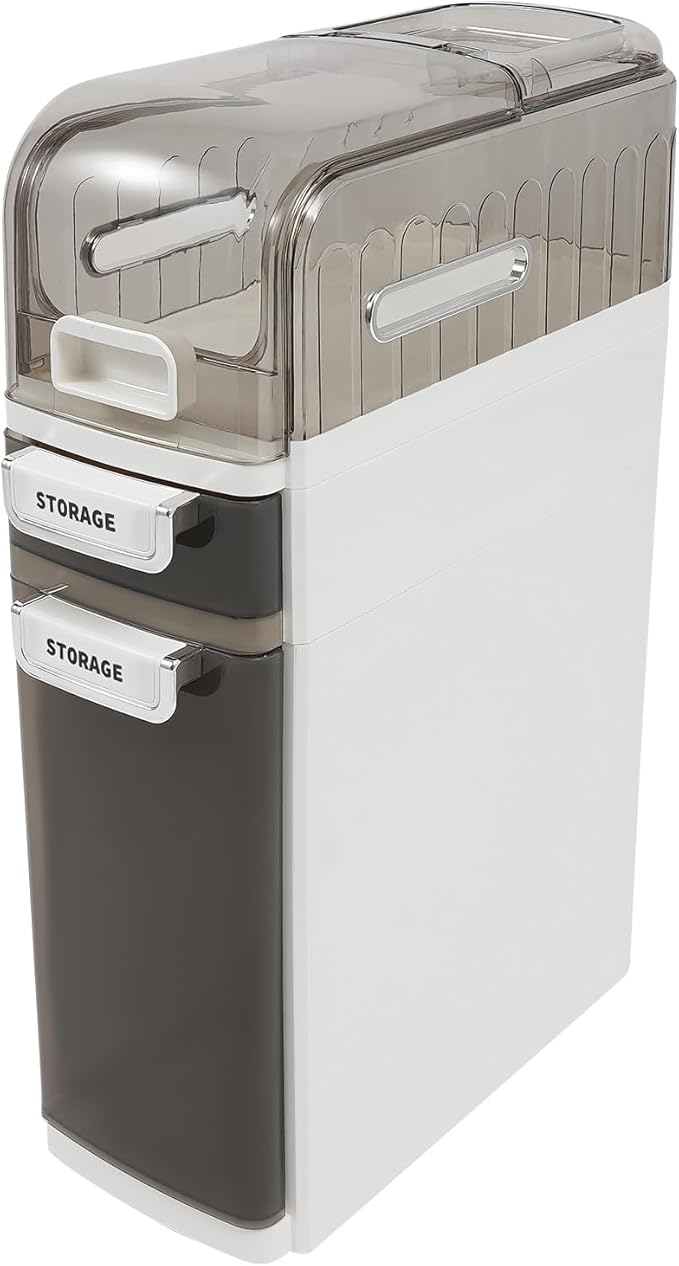 Bathroom Floor Storage Cabinet, Narrow Slim Organizer Multi-Tiers Toilet Paper Cabinet Waterproof W/Clear Drawers,for Tiny Kitchen Laundry Living Room Toilet Gap (3 Tiers)