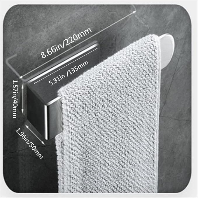 szhdxsy 2pcs Towel Holder SUS 304 Stainless Steel Brushed Hand Towel Rod, Self Adhesive Towel Holder Towel Rod Towel Rack for Bathroom- Silver