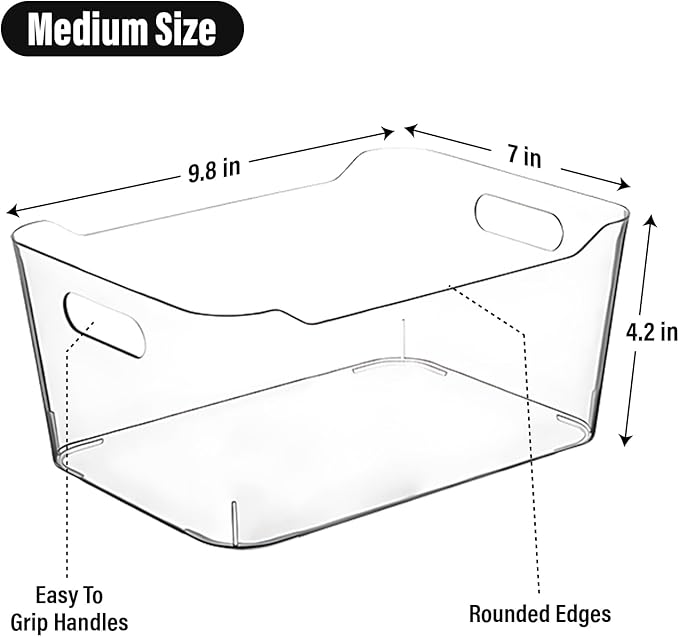 CONTROL KITCHEN Medium Clear Storage Bins | Versatile Plastic Organizers for Kitchen & Home