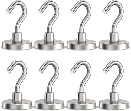 Magnetic Hooks Heavy Duty, 110 lbs Strong Hooks for Hanging, Magnet with Hook for Cruise, Grill, Fridge, Pack of 8