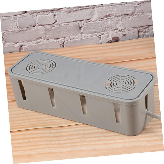 Angoily Cable Box Organizer Power Cord Storage Cord Hider Socket Safety Box Multi Plug Storage for Home and Office Cable Management Grey Keep Pets Safe (Grey)