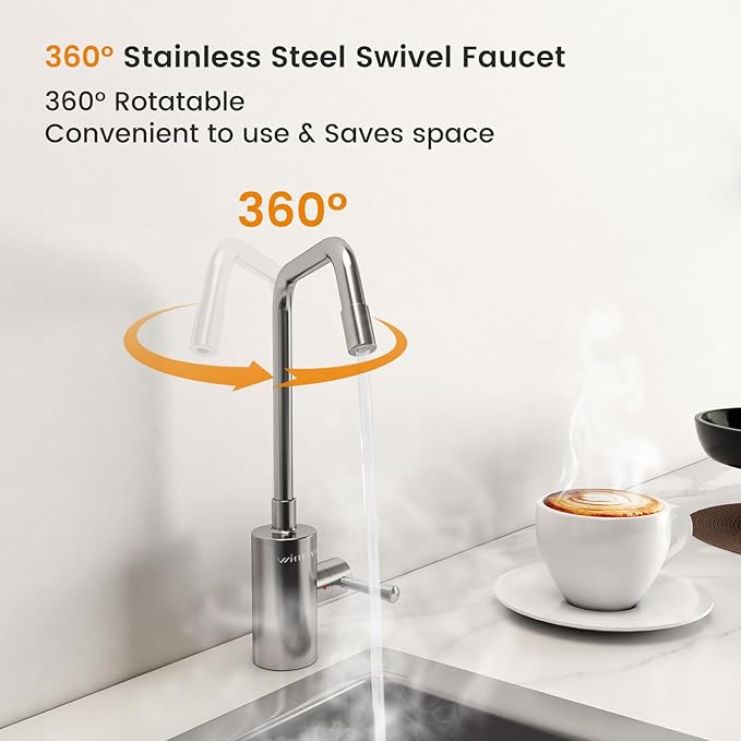 Instant Hot Water Dispenser 110V, Under-Sink Hot Water Boiler with Faucet, 3.4 Qt Stainless Steel Tank, Digital Temperature 113–208°F, Energy-Efficient Design, Quiet Operation & Child Safety Lock