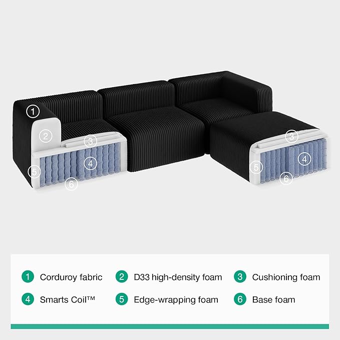 Novilla 70.8" Modular Sectional Sofa, Modern Cloud Sectional Couch with Smarts Coil® Support, Upholstered Boneless Couch for Living Room Apartments Bedroom, No Assembly Required (Loveseat)