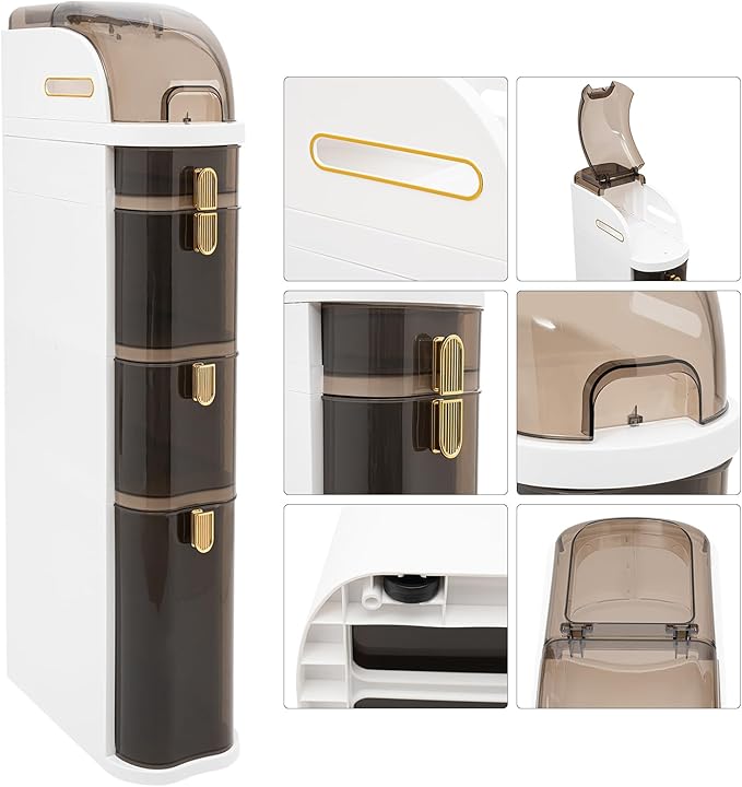 Narrow Bathroom Floor Organizer Cabinet,4 Tiers Freestanding Narrow Slim Gap Storage Cabinet with Drawers Toilet Paper Holder,Small Sapce Slim Bathroom Cabinet for Bathroom Bedroom Kitchen