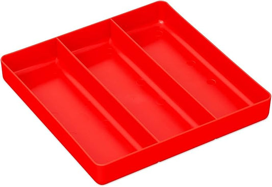 ERNST MFG Tool Garage Organizer Tray, Red, 3-Compartments - Made in the USA