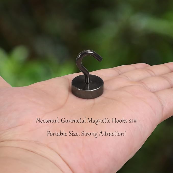 Neosmuk Magnetic Hooks, Cruise Ship Essentials, 4lb+ Heavy Duty Magnetic Hooks for Cruise Cabins, Refrigerator, Grill, Hanging, and Travel | Extra Strong Must-Haves Magnet Hook,Gunmetal,Pack of 4