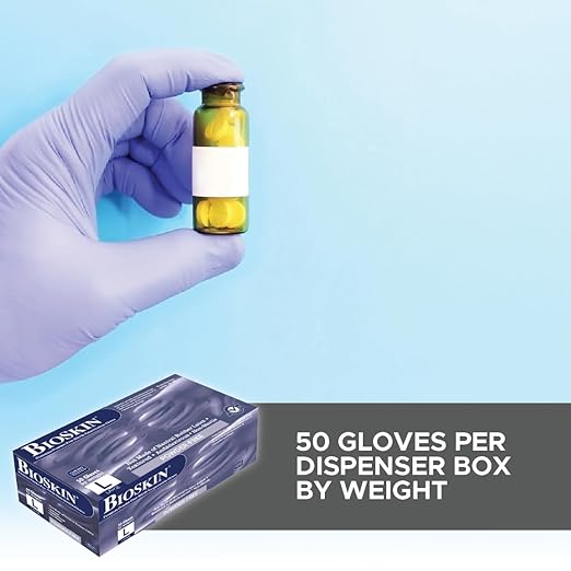 BioSkin Nitrile Exam Grade Disposable Gloves, 6 Mil - 2X-Large | Powder-Free, Chemical + Puncture Resistant, Textured | for Medical, Industrial, Janitorial, Food Service (Box of 50)