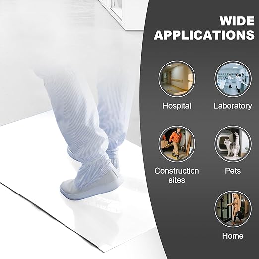24" x 36" White Sticky Mat Tacky Pads Adhesive Floor Mat (5 Packs,150 Sheets,30 Sheets/Pack） for Cleanroom Laboratory Hospital Construction Pets Home and Gymnasium