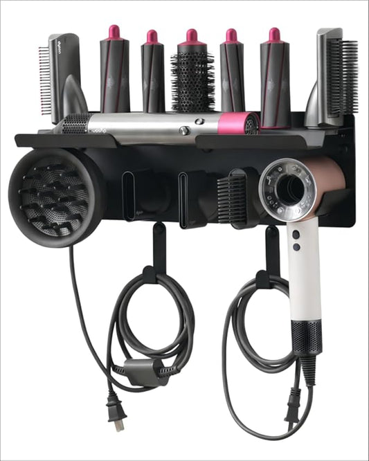 Dyson Airwrap Holder Wall Mount, 2in1 Dyson Airwrap Organizer and Dyson Hair Dryer Holder, Dyson Hair Dryer Stand Compatible with Dyson Airwrap Styler & Supersonic Nural Black BANJEKT