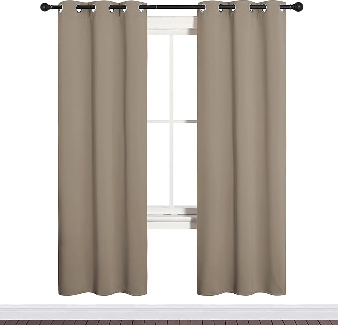 NICETOWN Bedroom Curtain Panels Blackout Draperies, Thermal Insulated Solid Grommet Blackout Curtains/Drapes (Taupe, 1 Pair, 34 by 72-inch)