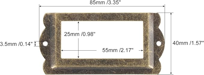 uxcell Metal Label Holders, 85x40mm 5pcs File Name Card Tag Label Holder Frame for Office Library Drawer Cabinet Shelves, Bronze Tone