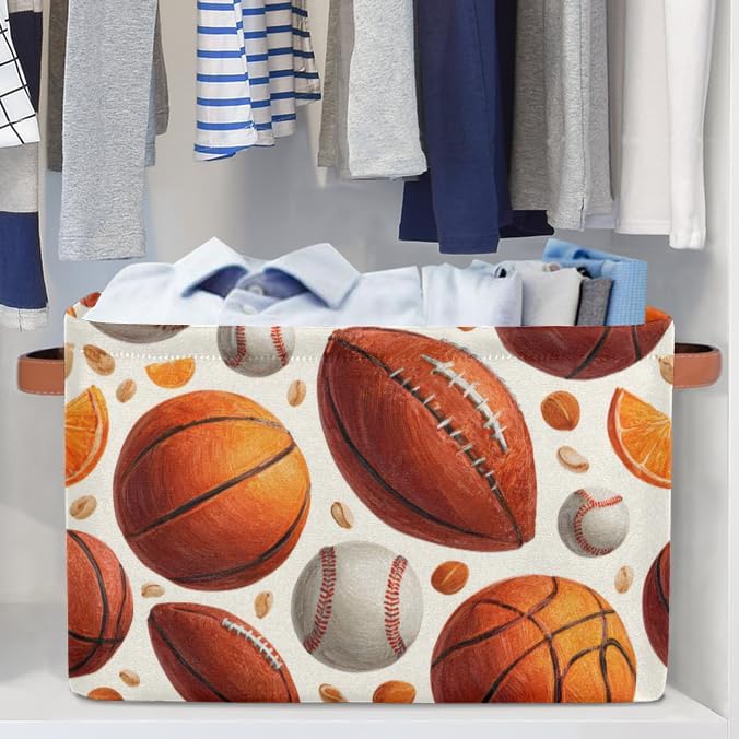 Cubes Storage Baskets,American Football Foldable Storage Box,Waterproof Open Shelf Organizer Bin for Kid Clothes Toy Empty Gift Baskets
