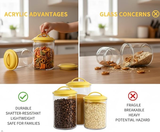 Food Storage Containers, BPA Free Airtight Canisters for Cereal, Pasta, Sugar, Coffee, Flour, Cookies, Loose Tea, for Kitchen Organization, Set of 3 by Reston Lloyd, Lime