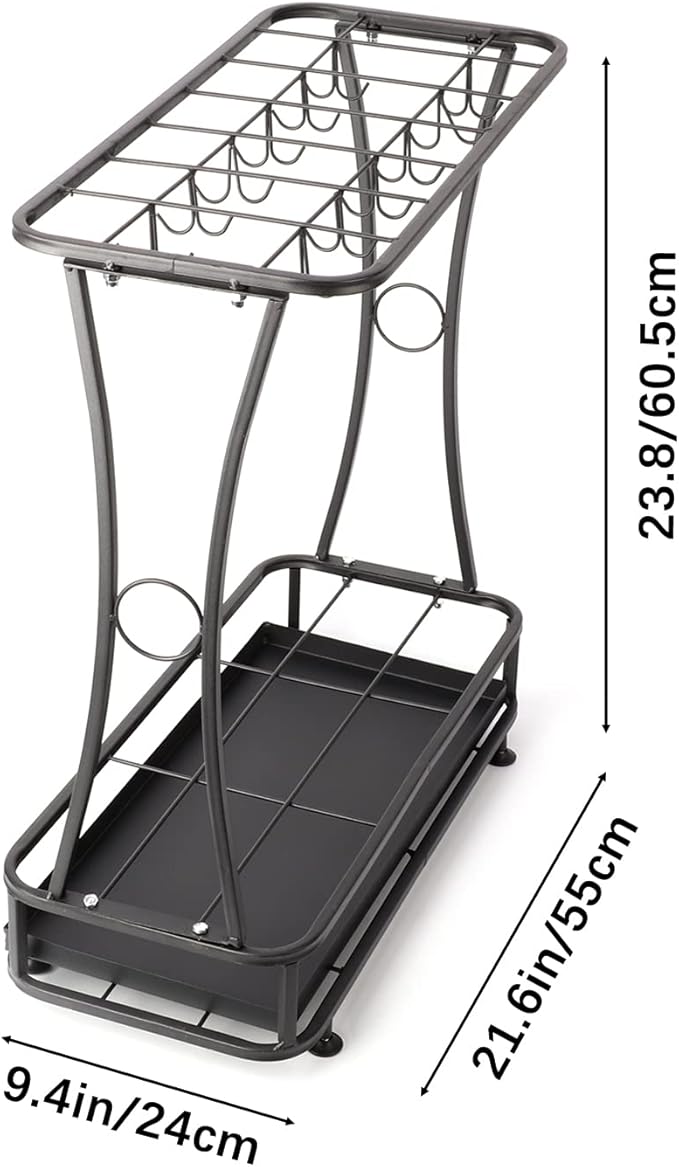 21-Slot Umbrella Stand with Removable Drip Tray Umbrella Holder with 24 Hooks Umbrella Rack Storage Free Standing Decor for Home Office Entry Hallway Indoor-Black