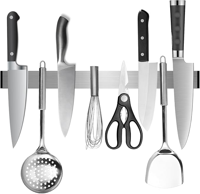 Magnetic Knife Strips, Magnetic Knife Holder for Wall 16 Inch, Stainless Steel Knife Magnetic Strip Use as Knife Bar, Knife Holder for Kitchen Utensil Organizer