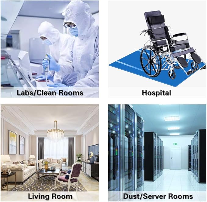 Sticky Mat, Reusable Adhesive Tacky Mat Floor Pad - Removes Dust, Dirt & Small Debris Sticky Floor Mat for Home Cleanroom Lab Hospital Construction Pets (23.6" x 35.5", Blue)