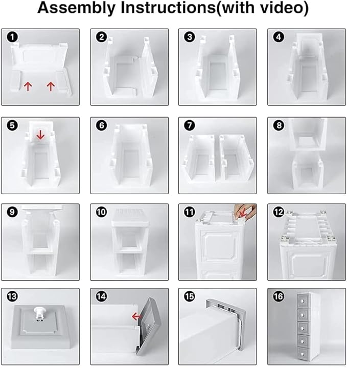Conworld Super Light Weight Slim Plastic Bathroom Storage, Self-Assembling Organizer 5 Tier Cart with 4 Wheels (Product Comes with Installation Instructions and Video)