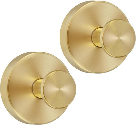 Gold Suction Cup Hooks for Shower Heavy Duty Wreath Hangers for Front Door Waterproof Shower Hooks for Inside, No Drill Towel Hooks for Bathrooms Kitchen, Glass Doors, Windows(2, Brushed Gold)