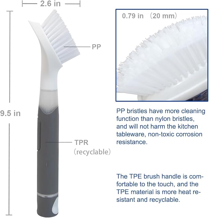 Scrub Brush 3 Pack for Kitchen, Kitchen Cleaning Brush for Pot Pan and Stove