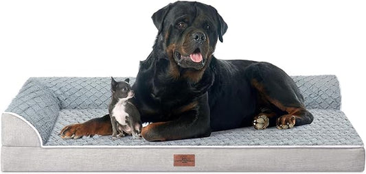 Comfort Expression XXL Dog Bed with Bolsters, Extra Large Dog Beds Orthopedic, Waterproof Dogs Beds for Giant Dogs, Pet Couch Bed with Removable Washable Cover and Nonskid Bottom(XX-Large,Grey)