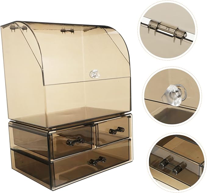 Acrylic Cosmetic Storage Organizer Box Cover Transparent Makeup Holder for Lipsticks Brushes and Sundries Stylish Desktop Organizer for Vanity and Bathroom Use
