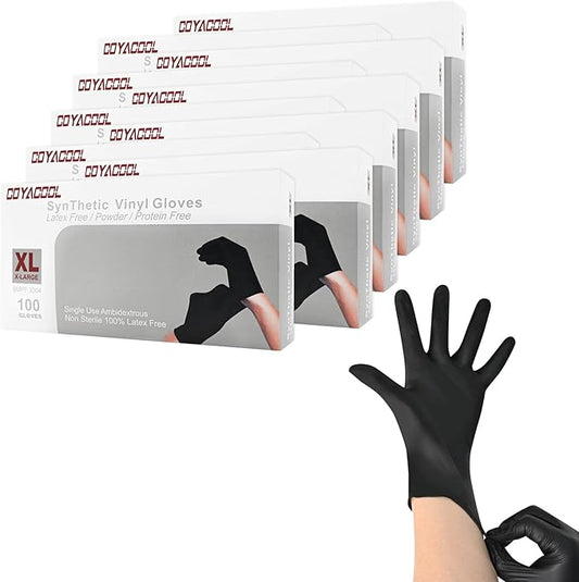 Disposable Gloves Extra Large, Nitrile and Vinyl Blend Latex Free Gloves, 4 Mil,1000 Pc. Food Grade Glove for Cleaning, Food Prep, Hair Dye, Tattoo, Black