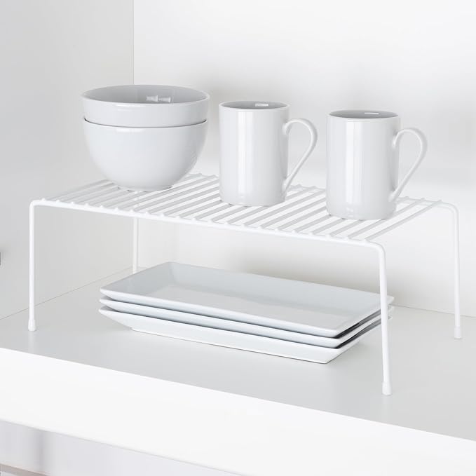 Smart Design Cabinet Storage Shelf Rack - Set of 6 - Large - 8.5 x 16 Inch - Steel Metal Wire - Rust Resistant Coating - Dish, Counter and Pantry Organization - Kitchen - White