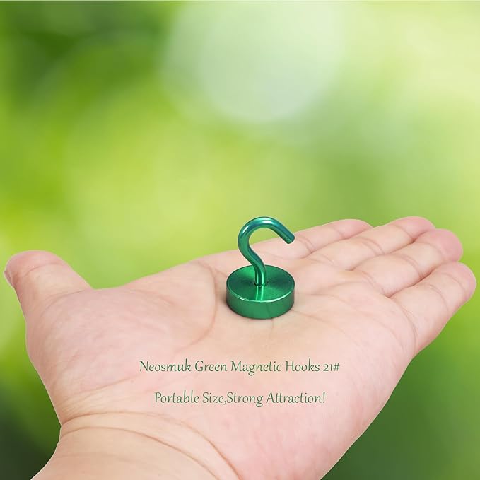 Neosmuk Magnetic Hooks, Cruise Ship Essentials, 4lb+ Heavy Duty Magnetic Hooks for Cruise Cabins, Refrigerator, Grill, Hanging, and Travel | Extra Strong Must-Haves Magnet Hook,Green,Pack of 4