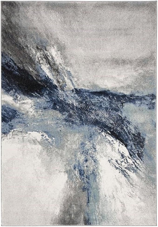 SAFAVIEH Galaxy Collection Area Rug - 9' x 12', Blue & Grey, Modern Abstract Design, Non-Shedding & Easy Care, Ideal for High Traffic Areas in Living Room, Bedroom (GAL117M)