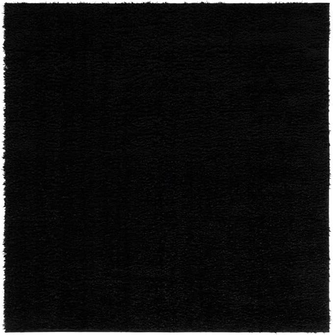SAFAVIEH Lindsay Shag Collection Square Rug - 6'7" Square, Black, Contemporary Design, Ideal for High Traffic Areas in Bedroom, Dining Room & Kitchen (LNS560Z-7SQ)