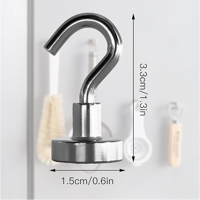 Magnetic Hooks, 30lbs Magnet Hooks Strong Magnets Refrigerator Fridge for Classroom Beach Vacation Kitchen Grills Home 10 Pack(Silver)