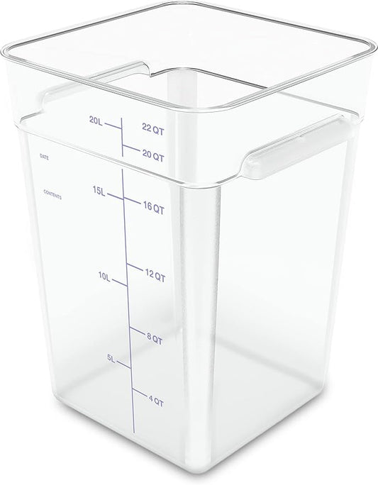 Carlisle FoodService Products Squares Square Food Storage Container with Stackable Design for Catering, Buffets, Restaurants, Polycarbonate (Pc), 22 Quarts, Clear