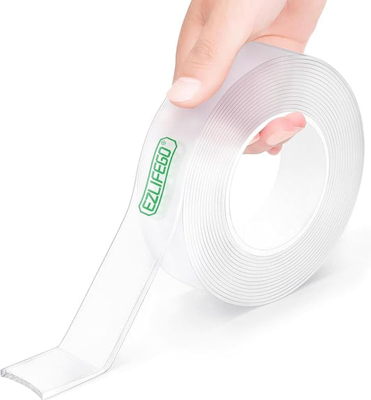 EZlifego Double Sided Tape Heavy Duty, Nano Double Sided Adhesive Tape, Clear Mounting Tape Picture Hanging Adhesive Strips (9.85FT)