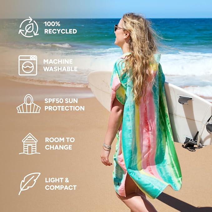 Dock & Bay Adult Poncho - Hooded Towel with Deep Pockets, Changing Robe - Quick Dry - Compact, Lightweight - Includes Bag