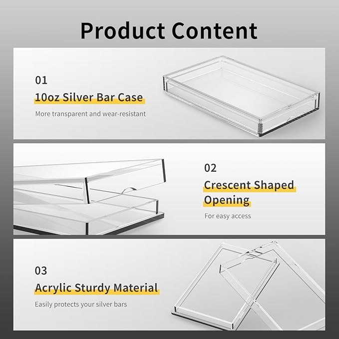 10oz Silver Bar Holder - Capsule Storage Container for 10 Ounce Bars (10Pcs), Yn-SBH-10oz-10