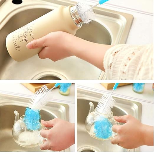 6Pcs Bottle Cleaning Brush Set-Long Handle Water Bottle Cleaner Brush for Washing Wine Decanter,Beer Bottle,Baby Bottles