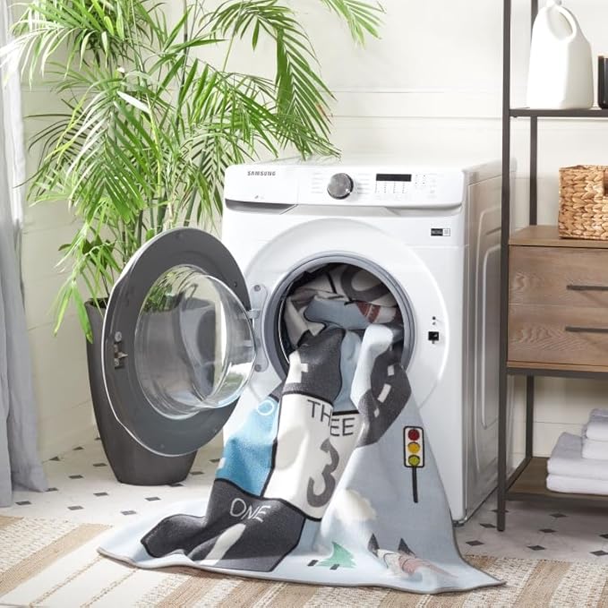 SAFAVIEH Washable Rug Kids Playhouse Collection - 3'3" x 5'3", Grey & Blue, Slip Resistant & Easy to Clean, Ideal for Kids Room, Playroom, Nursery, Boys & Girls Room (KPH226F)
