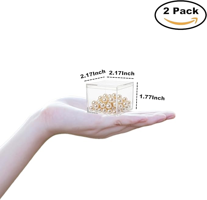 KissYou Small Acrylic Box Clear Boxes with Lid Acrylic Square Cube for Display Jewelry Storage Contanier Party Decorative Box