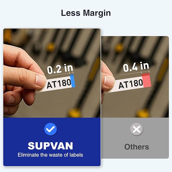 SUPVAN E11 Bluetooth Label Maker Machine with 4 Tapes, Support Keyboard & App with 40 Fonts and 650+ Icons, Rechargeable Inkless Labeler for Home, Kitchen, Office, School, Organization, Black